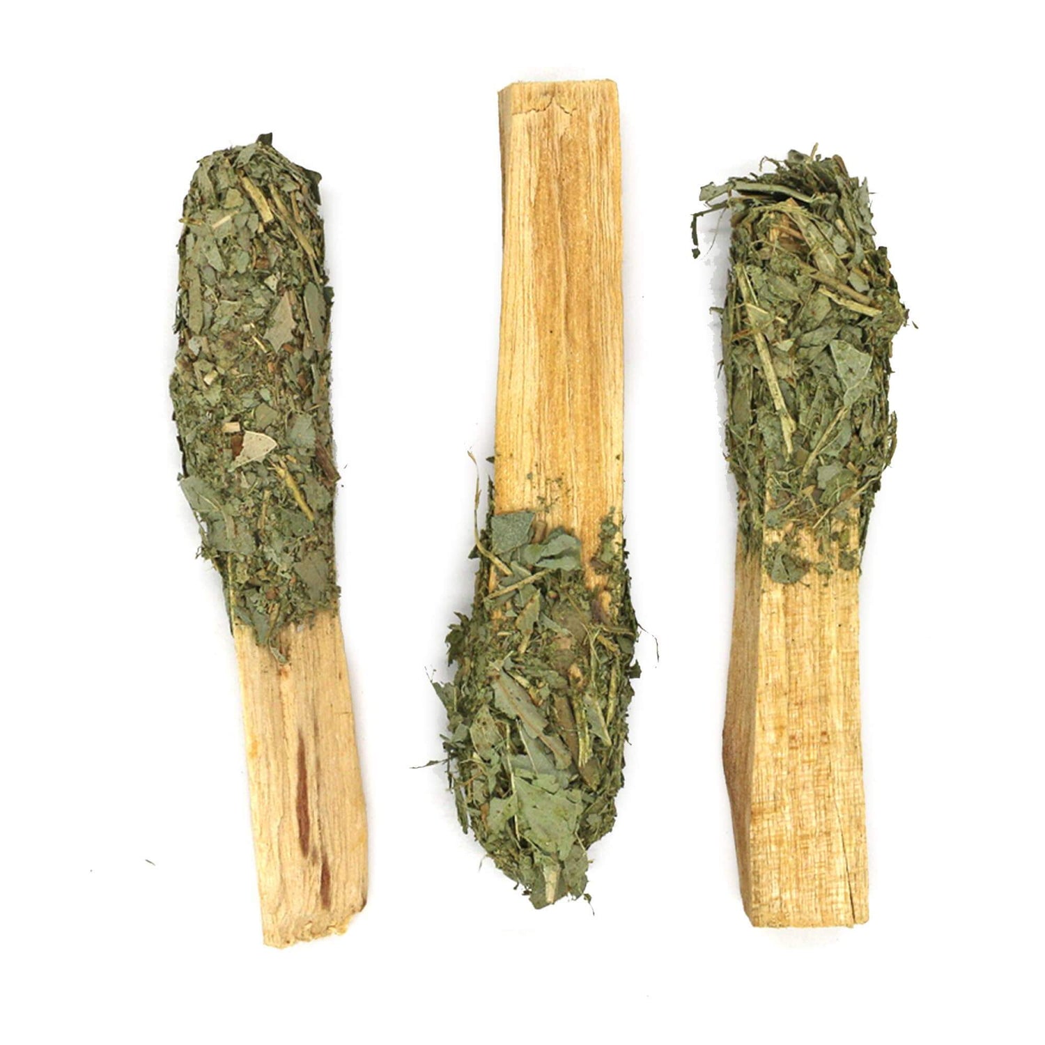Three Palo Santo Pops smudge sticks, crafted from sacred wood and infused with herbs for therapeutic benefits.