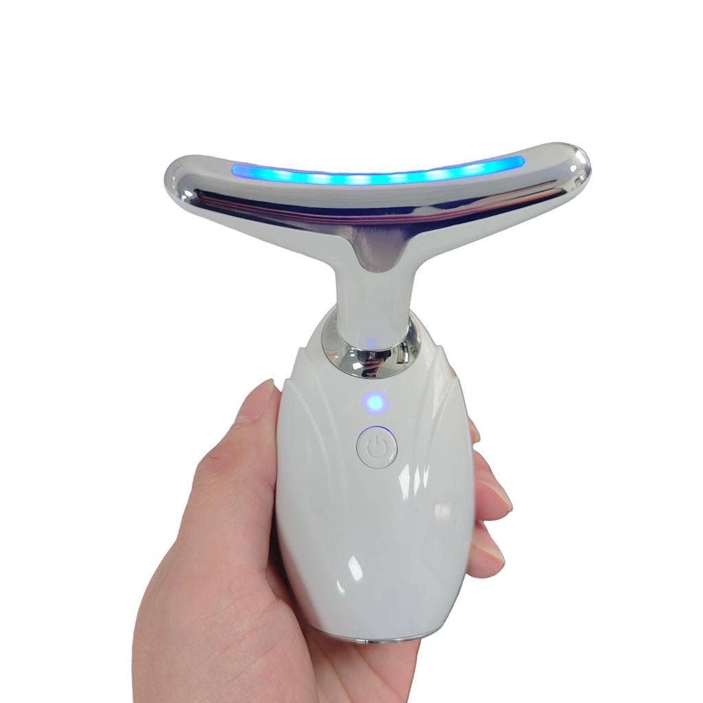 Handheld Neck &amp; Face Lifting LED therapy device for wrinkle removal and skin rejuvenation.